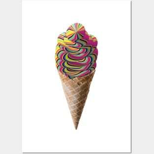 Trippy Whippy Icecream Cone Digital Illustration Posters and Art